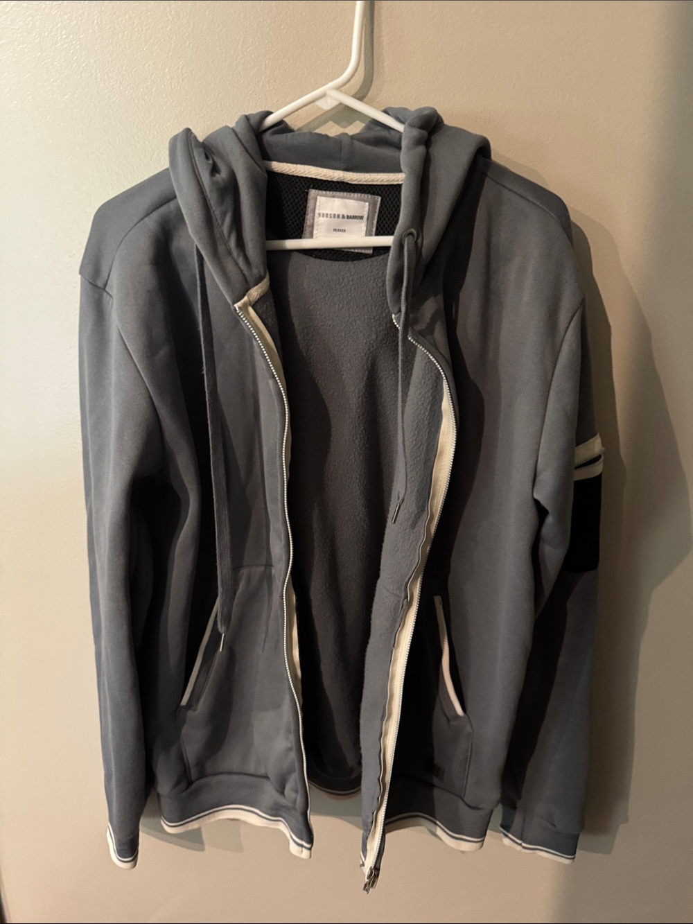 Men's Gray Zip-Up Fleece Hooded Jacket Hudson & Barrow